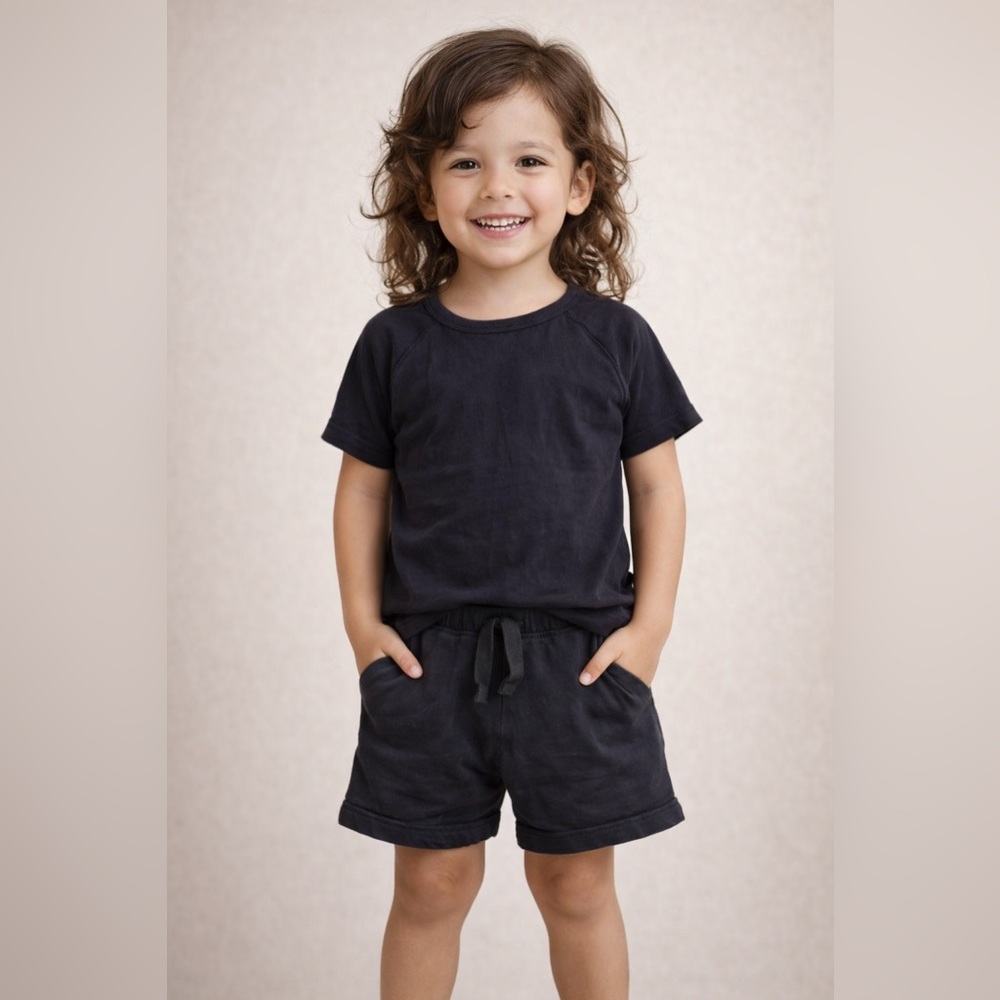 Kyte Baby Short Sleeve Bamboo Jersey Top & Shorts Set - Black 4T